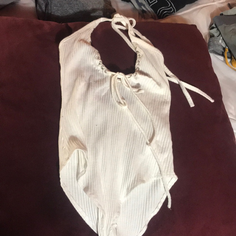 Halter white bodysuit
